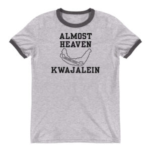 Retro Almost Heaven - Kwajalein T-shirt - Black on Heather Gray
